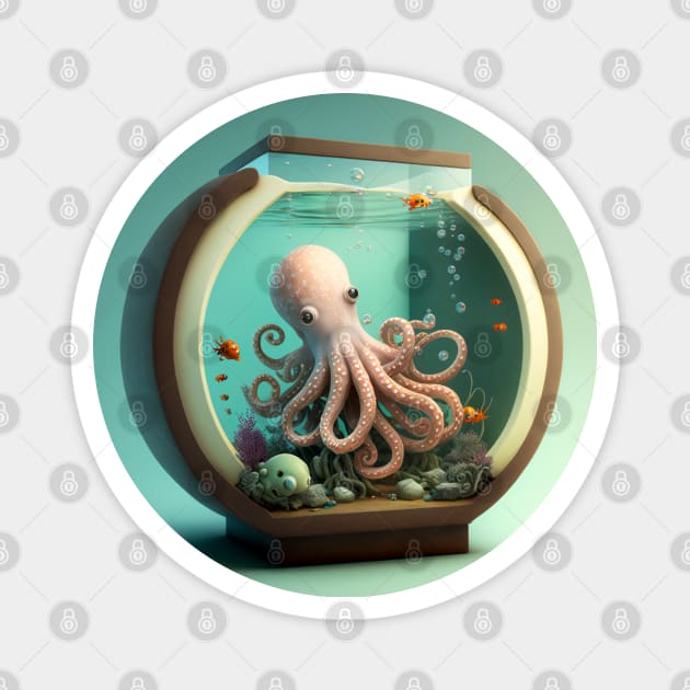 Baby Octopus Magnet by Buff Geeks Art